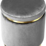 City Furniture - Modern Round Sitting Stool with Soft Padded Ottoman Seat Velvet Vanity Dressing Stool for Makeup, Living Room, Bedroom