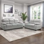 City Furniture - Jett Plush Premium 3+2 Seater Sofa Set (Light Grey) | 5 Seater Fabric Sofa for Living Room Office