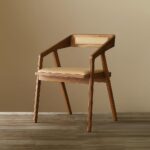 City Furniture Solid sheesham Modern Wooden Dining Chair with Arms, Upholstered Cushioned Seat, Natural Finish seat Color Off
